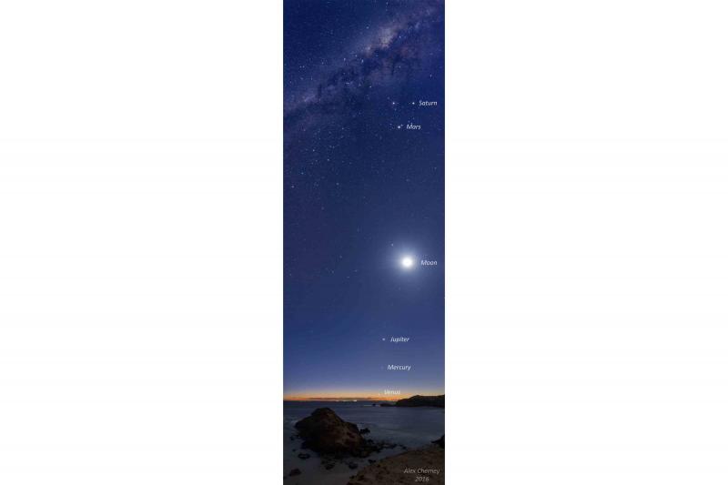 پنج سیاره و ماه در آسمان استرالیا